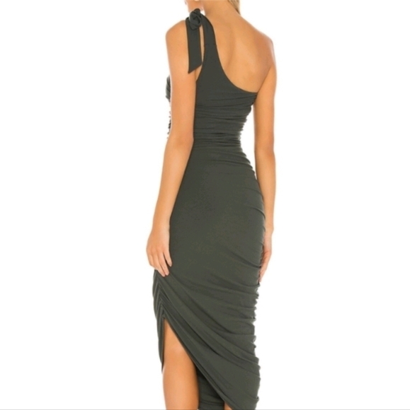 Majorelle x Revolve Montreal one shoulder rushed Dress in Moss Green sz Xs - Picture 2 of 10